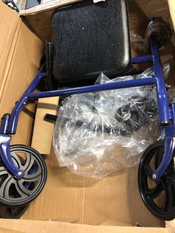 Photo 2 of ***READ NOTES BELOW***Drive Medical 10257BL-1 4 Wheel Rollator Walker with Seat, Steel Rolling Walker, Height Adjustable & 10210-1 2-Button Folding Walker with Wheels, Rolling Walker, Front Wheel Walker Blue Folding+ Folding Walker