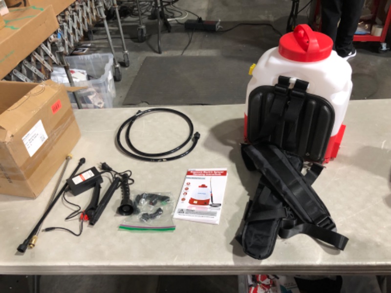 Photo 5 of ***NOT FUNCTIONAL - FOR PARTS ONLY - NONREFUNDABLE - SEE COMMENTS***
CENCANON 3 Gallon Battery Powered Backpack Sprayer, Red/White