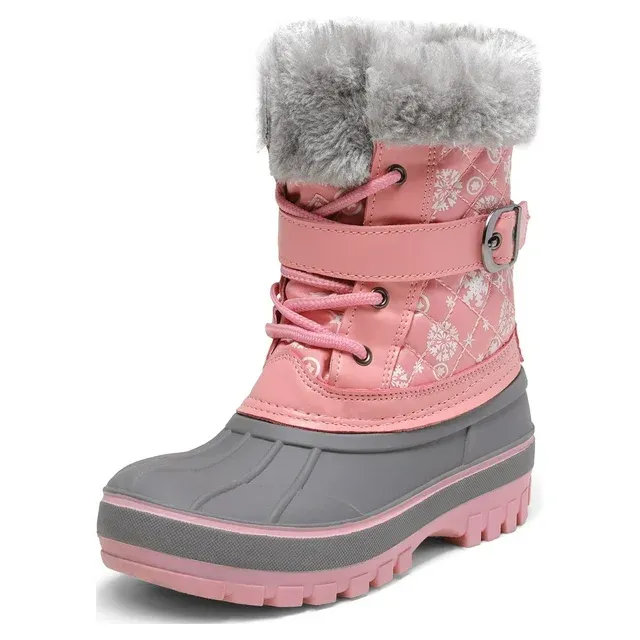 Photo 1 of DREAM PAIRS Boys Girls Fashion Mid Calf Winter Snow Boots Toddler/Little Kid/Big Kid KRIVER-3 PINK Size 3