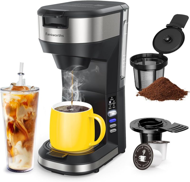 Photo 1 of Famiworths Hot and Iced Coffee Maker for K Cups and Ground Coffee,