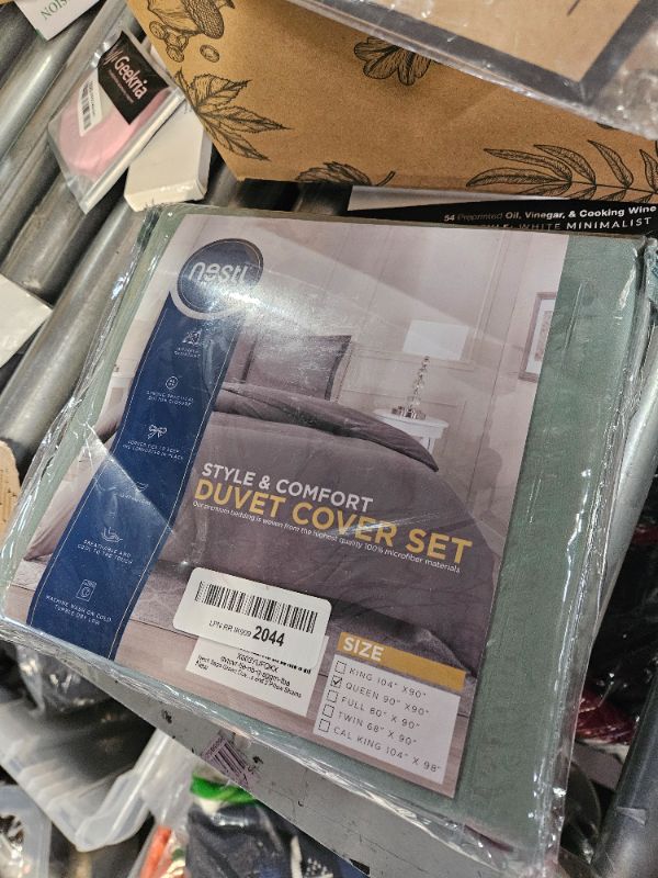 Photo 2 of Nestl Sage Green Duvet Cover Queen Size - Soft Double Brushed Queen Duvet Cover Set, 3 Piece