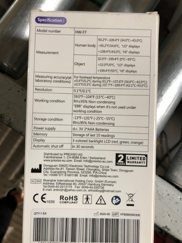 Photo 3 of Non Contact Forehead Infrared Thermometer
