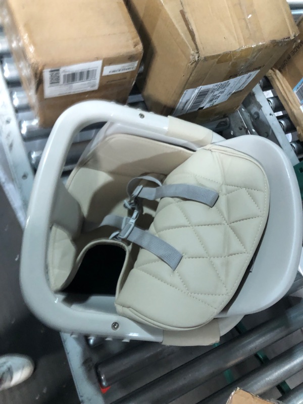 Photo 1 of 3-in-1 Convertible Wooden High Chair,Baby High Chair with Adjustable Legs & Dishwasher Safe Tray, Made of Sleek Hardwood & Premium Leatherette, Cream Color