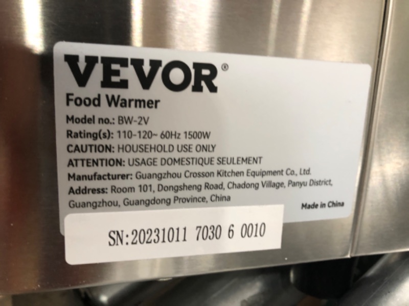 Photo 4 of (READ FULL POST) VEVOR 2-Pan Commercial Food Warmer, 2 x 12QT Electric Steam Table, 1500W Professional Countertop Stainless Steel Buffet Bain Marie with 86-185°F Temp Control for Catering and Restaurants, Silver 2-Pan, 24 Qt