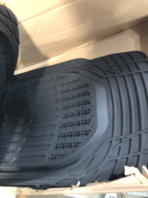 Photo 1 of Motor Trend - MT-923-BK 923-BK Black FlexTough Contour Liners-Deep Dish Heavy Duty Rubber Floor Mats for Car SUV Truck & Van-All Weather Protection, Universal Trim to Fit Full Set Black