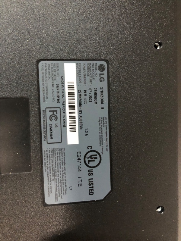 Photo 1 of LG MONITOR 27"