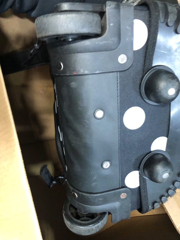 Photo 4 of ***HANDLE BROKEN OFF AND MISSING - SEE PICTURES - FOR PARTS ONLY - NONREFUNDABLE***
Rockland Single Handle Rolling Backpack, Black Dot, 19-Inch