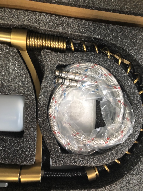 Photo 1 of Brushed Gold Kitchen Faucet with Pull Down Sprayer