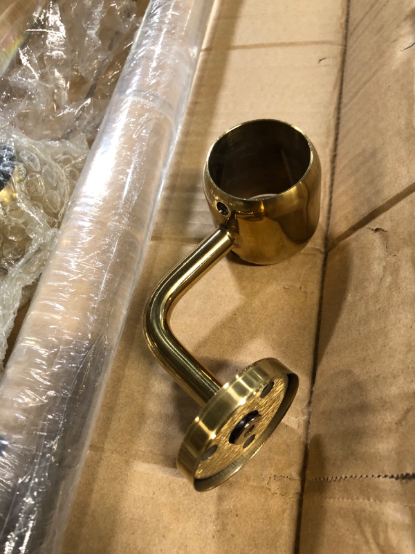 Photo 1 of 2 Pack Acrylic Handrail for Indoor Stairs, Lucite Transparent Staircase handrail, Wall Mount Railing with Golden Brackets 