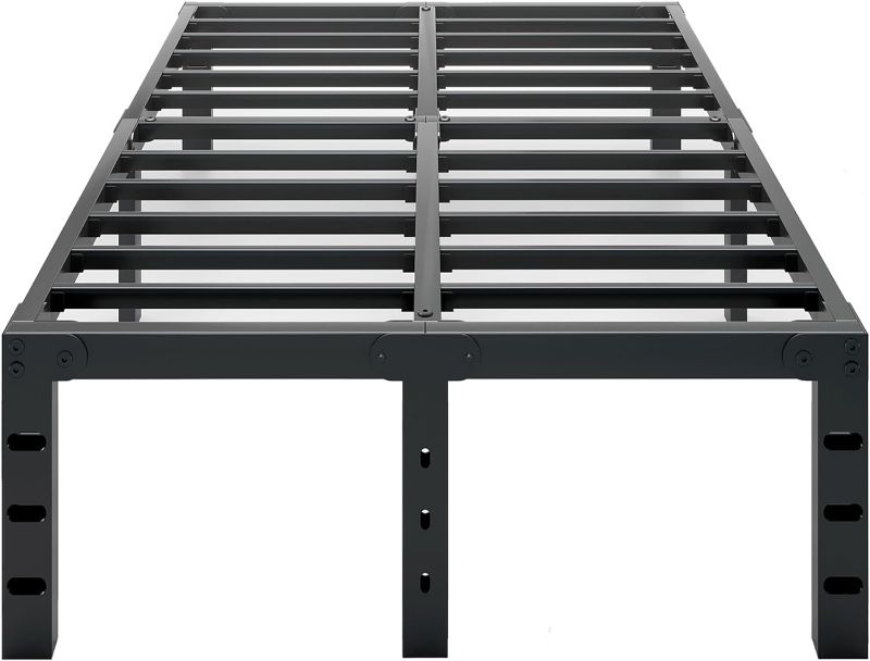 Photo 1 of 18 Inch Tall Full Bed Frame-Metal Platform Bed Frame,Steel Slat Support,No Box Spring Needed,Storage Space Black