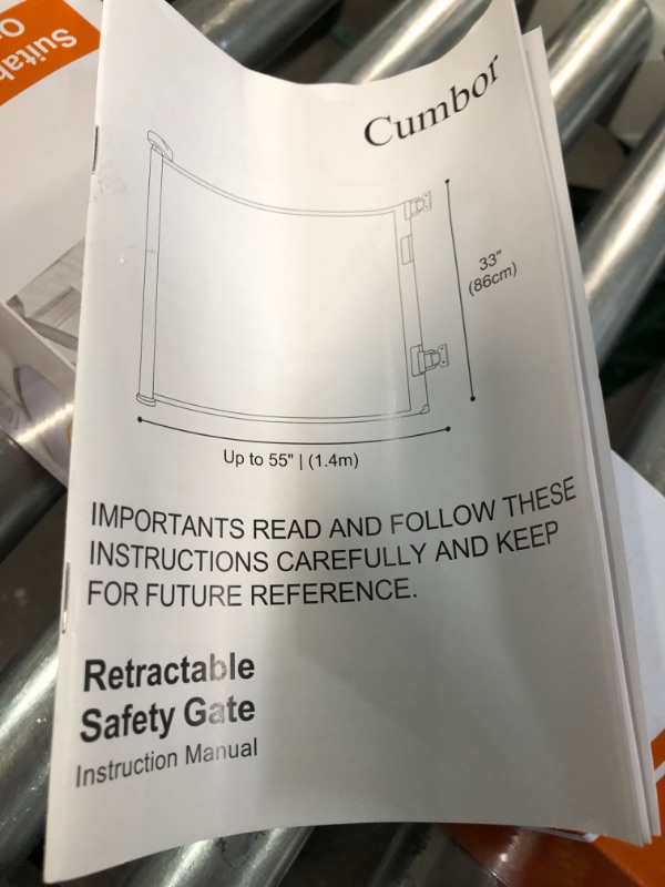 Photo 4 of Cumbor Retractable Baby Gates for Stairs, Mesh Pet Gate 33" Tall, Extends to 55" Wide, Extra Wide Dog Gate (Black)