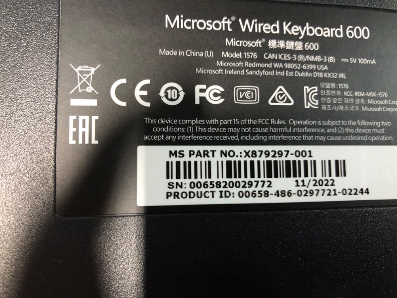 Photo 4 of Microsoft 3J2-00001 Wired Desktop 600 for Business - Wired Keyboard and Mouse Combo. Spill Resistant Design.