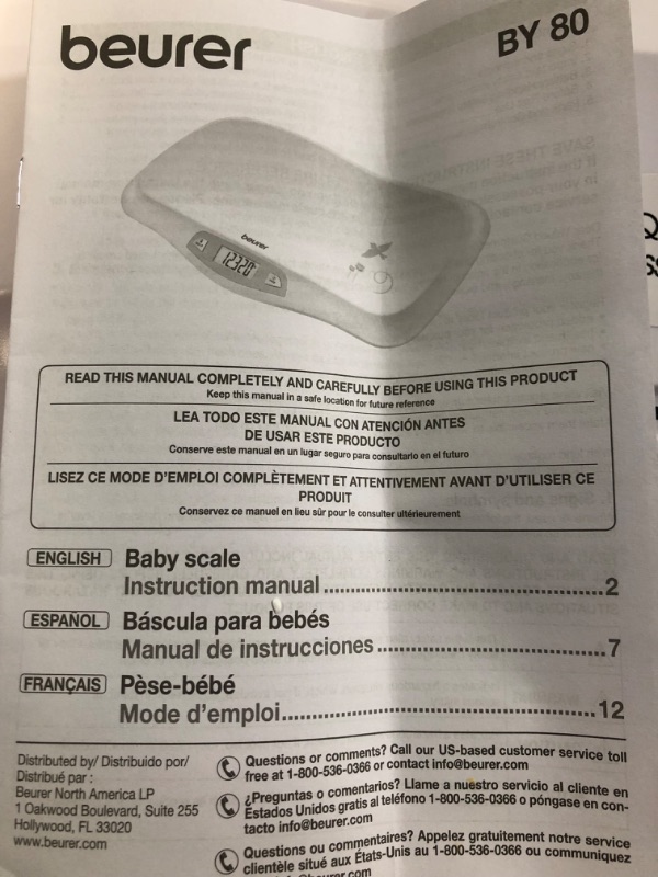 Photo 1 of Beurer BY80 Digital Baby Scale, Infant Scale for Weighing in Pounds, Ounces, or Kilograms up to 44 lbs, Newborn Scale 