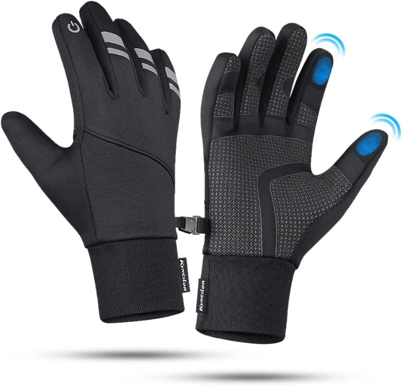 Photo 1 of KynciLOR Winter Gloves for Men Cold Weather Anti-Slip Thermal Running Gloves for Women Touchscreen 2PackMedium