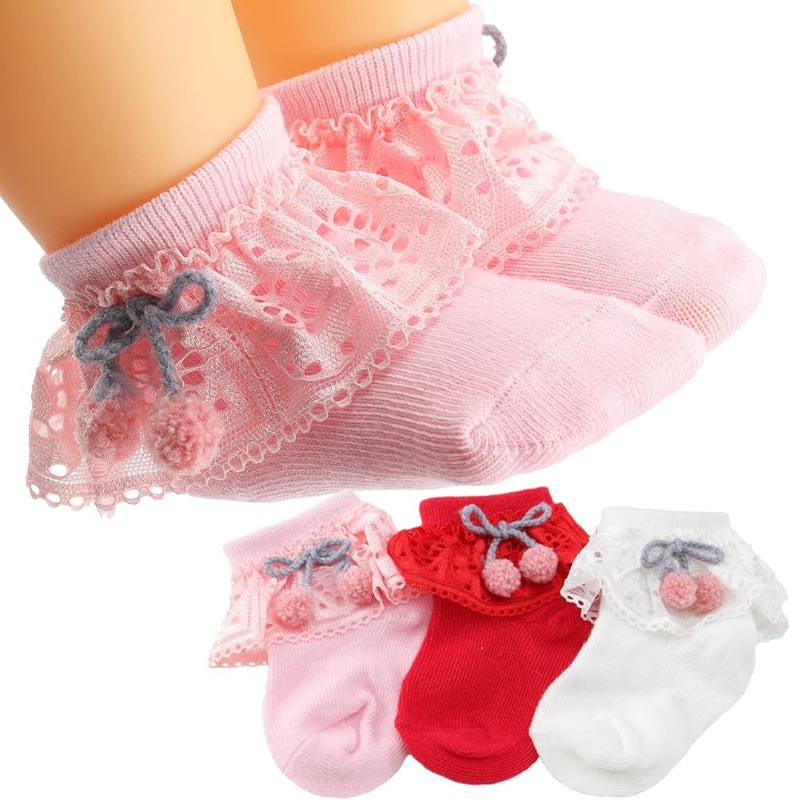 Photo 1 of Baby Girl Socks Infant Toddler Ruffle Socks Princess Eyelet Frilly Little Baby Girls Lace Ruffle Socks, 8 Pairs 1-3T