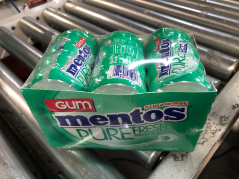 Photo 3 of Mentos Pure Fresh Sugar-Free Chewing Gum with Xylitol, Spearmint, 50 Piece Bottle (Bulk Pack of 6) Spearmint 6