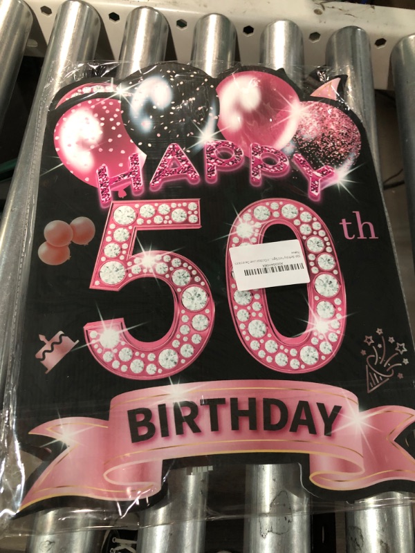 Photo 1 of ****STOCK IMAGE FOR SAMPLE****MADE IN 73**
2Pcs Rose Gold 50th Birthday Yard Sign Decorations for Women, 16'' Happy 50th Birthday Waterproof Lawn Signs 
