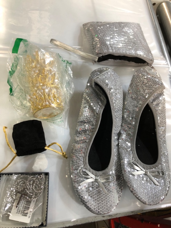 Photo 1 of **NON-REFUNDABLE** ACCESSORY BUNDLE - SHOES, MINI TIARAS, CROSS NECKLACE, & CRYSTALS