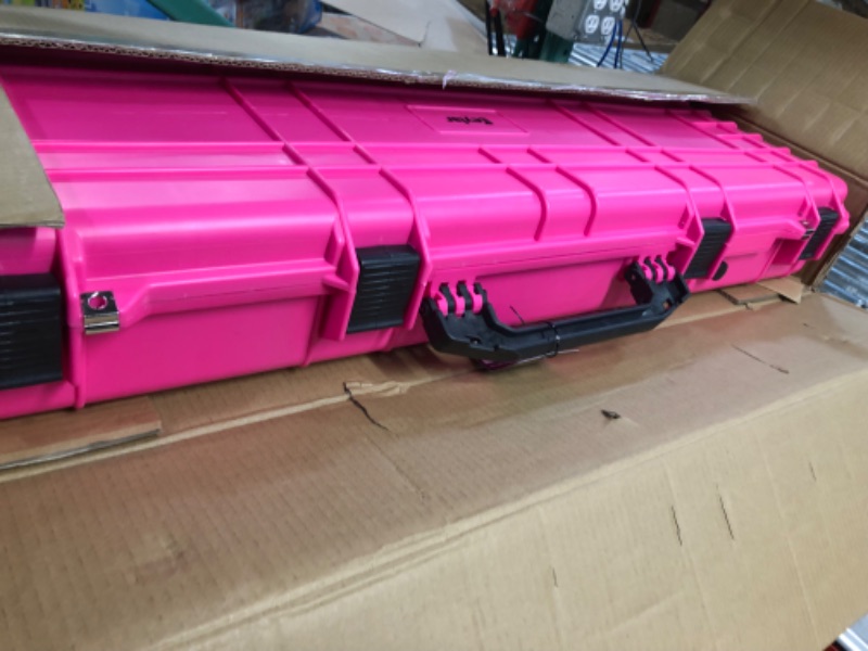 Photo 2 of Eylar 44 Inch Protective Roller Tactical Rifle Hard Case with Foam, Mil-Spec Waterproof & Crushproof, Two Rifles  Pink