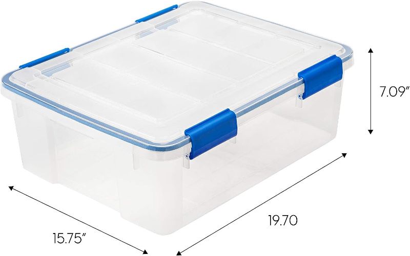 Photo 1 of ***READ NOTES***IRIS USA 26.5 Quart WEATHERPRO Plastic Storage Box with Durable Lid s, Clear/Blue