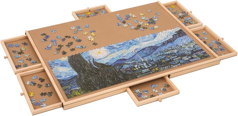 Photo 1 of ****STOCK IMAGE FOR SAMPLE****
1000 Piece Wooden Jigsaw Puzzle Board - 4 Drawers, Rotating Puzzle Table | 30” X 22” Jigsaw Puzzle Table | 