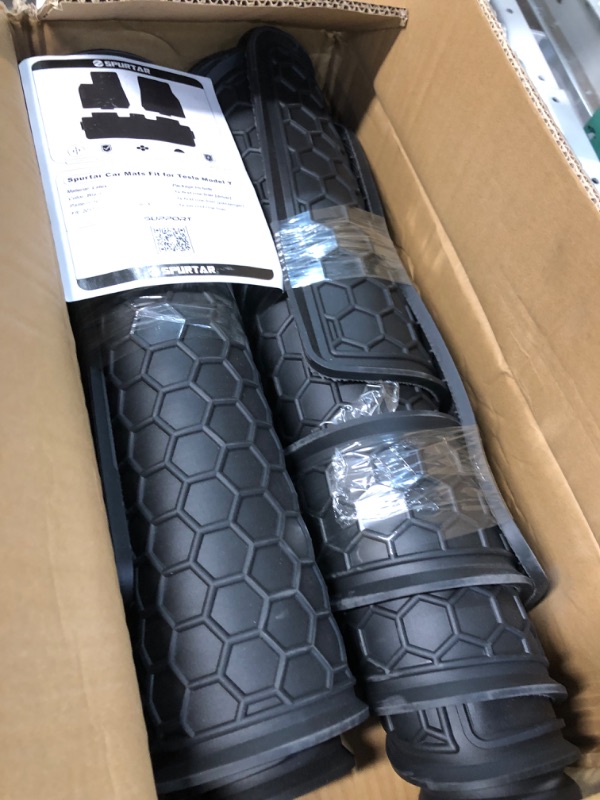 Photo 2 of Floor Mats for Tesla Model Y 2020 2021 2022 2023, Spurtar Honeycomb 