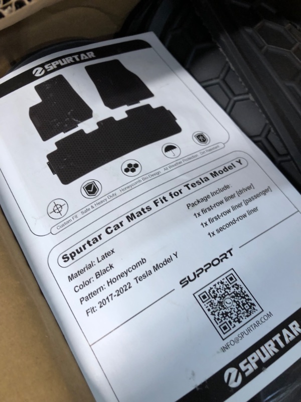 Photo 4 of Floor Mats for Tesla Model Y 2020 2021 2022 2023, Spurtar Honeycomb 