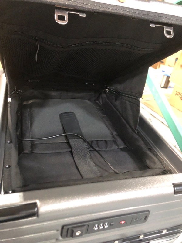 Photo 6 of ***USED - DEFAULT CODE IS 0-0-0***
YUNASAY Aluminum Frame Carry on Luggage with Cup &Phone Holder, Usb Port, TSA Lock, 22x14x9 Dark Gray 20inch