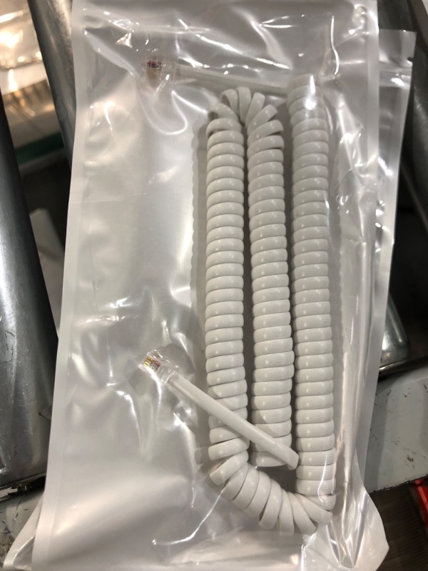 Photo 1 of 15' Foot White Coiled Telephone Phone Handset Cable Cord 2 Pack