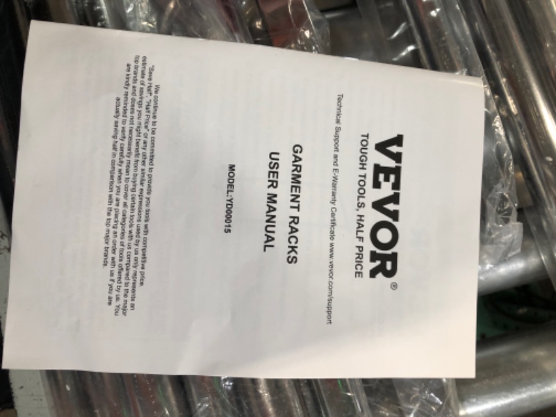 Photo 1 of VEVOR Clothes Rack, Double Rod Clothing Rack with Extra Height, 51.97’’ Long Clothing Rack with Wheels, Silver