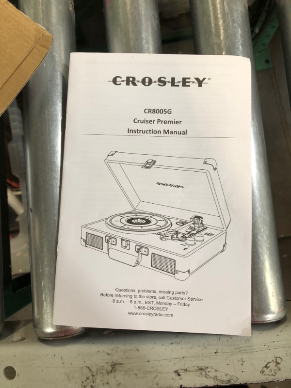 Photo 5 of Crosley CR8005F-TN Cruiser Plus Vintage 3-Speed Bluetooth in/Out Suitcase Vinyl Record Player Turntable, Tourmaline Bluetooth In/Out Tourmaline