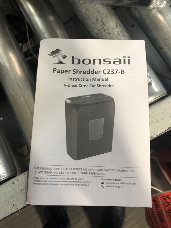 Photo 1 of Bonsaii Paper Shredder for Home Use,6-Sheet Crosscut Paper and Credit Card Shredder for Home Office with Handle, 3.4 Gal Wastebasket(C237-B)
