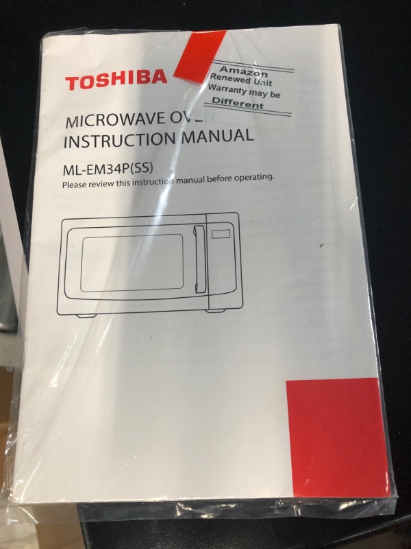 Photo 3 of **PARTS ONLY** **NON FUNCTIONAL** Toshiba Large Countertop Microwave, 6 Menus, Auto Defrost, ECO Mode, 2.2 Cu Ft, 1200W, Stainless Steel