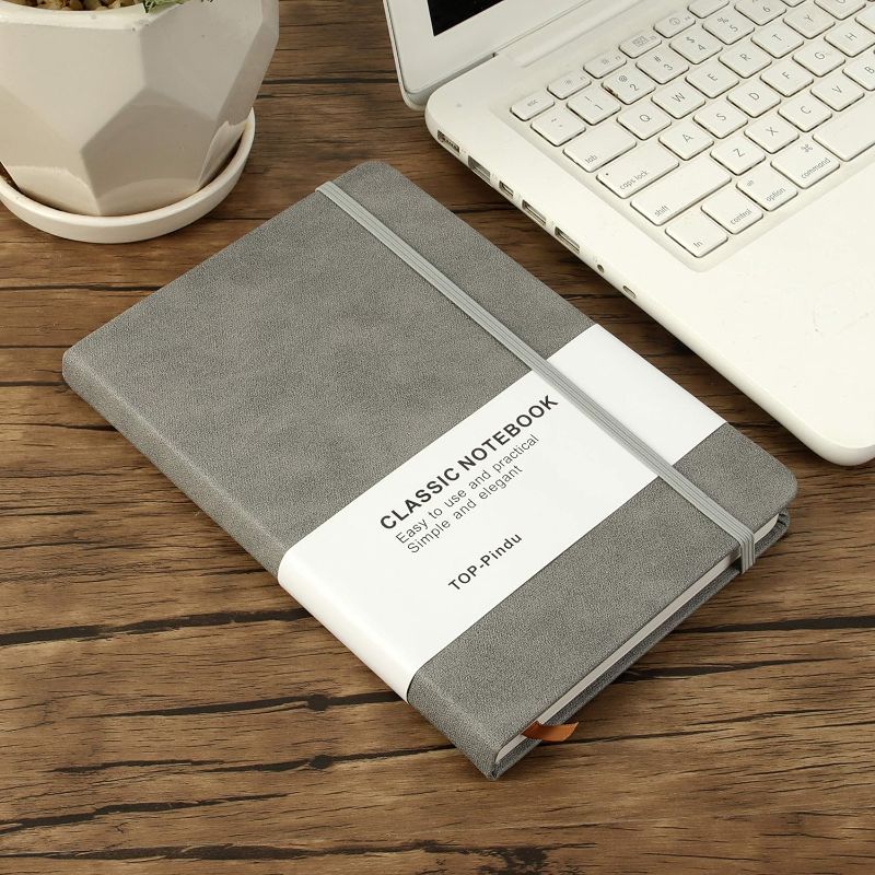 Photo 1 of A5 Notepad Thick Hardcover Executive Notebooks - Premium Thick Paper - 240 Pages - Bookmarks, Elastic Closure, Back Pocket. White  (2 Pack)