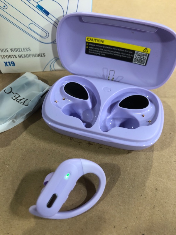 Photo 3 of (used no returns) (see pictures) Wireless Earbuds V5.3 Bluetooth Headphones 90 Hrs Playtime Earbuds - Purple