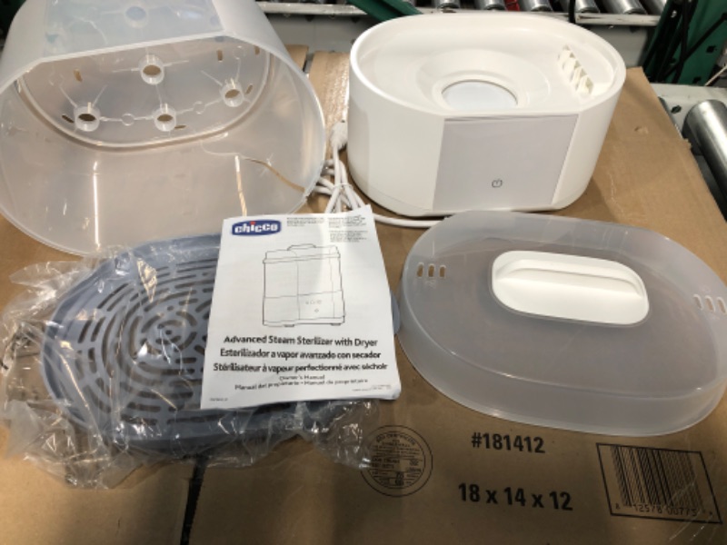 Photo 3 of (PARTS ONLY NO REFUNDS)(SEE PHOTOS) Chicco Advanced Electric Steam Sterilizer & Dryer Naturally eliminates Household Germs - for Baby Bottles, Pacifiers, Pump Parts and More in Minutes -White/Grey Advanced Sterilizer and Dryer