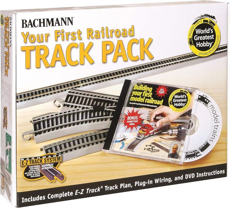 Photo 1 of (SIMILAR TOO STOCK PHOTO, SEE PICTURES, NO RETURNS) Bachmann Trains Snap-Fit E-Z TRACK WORLD’S GREATEST HOBBY FIRST RAILROAD TRACK PACK - NICKEL SILVER Rail With Grey Roadbed - HO Scale Medium