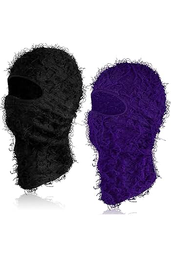 Photo 1 of (PACK OF 2)Newcotte 2 Pack Kids Adult Distressed Balaclava Ski Mask Full Face Knitted Balaclava Windproof Cool Ski Mask for Cold Weather- 4 IN TOTAL