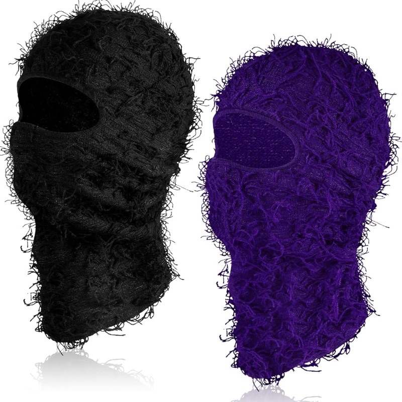 Photo 1 of (PACK OF 2) Newcotte 2 Pack Kids Adult Distressed Balaclava Ski Mask Full Face Knitted Balaclava Windproof Cool Ski Mask for Cold Weather-  FOUR IN TOTAL