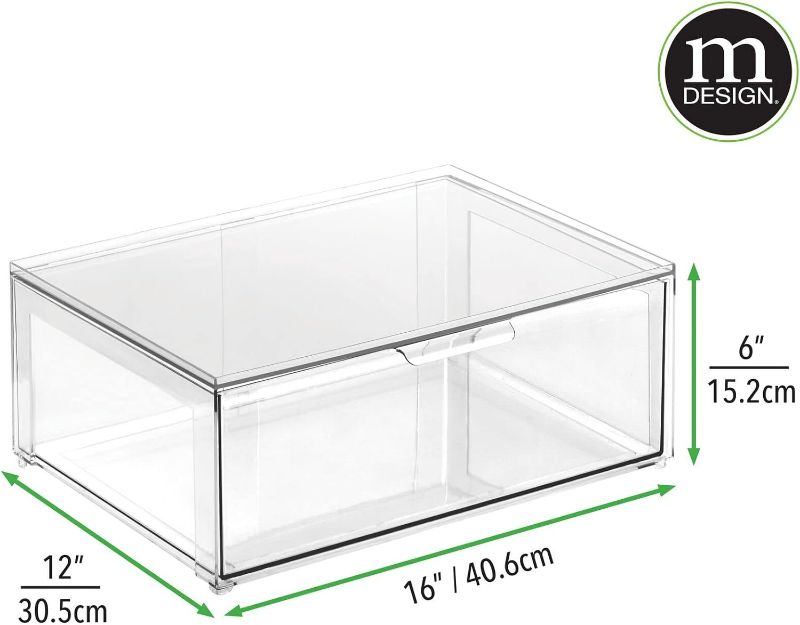 Photo 1 of (READ FULL POST) mDesign Plastic Stackable Art and Craft Storage Organizer Bin Containers with Front Pull Drawer - Holder for Hobby Supplies in Home, Classroom, Office, Studio - Lumiere Collection, 2 Pack - Clear 8 12 x 8 x 4
