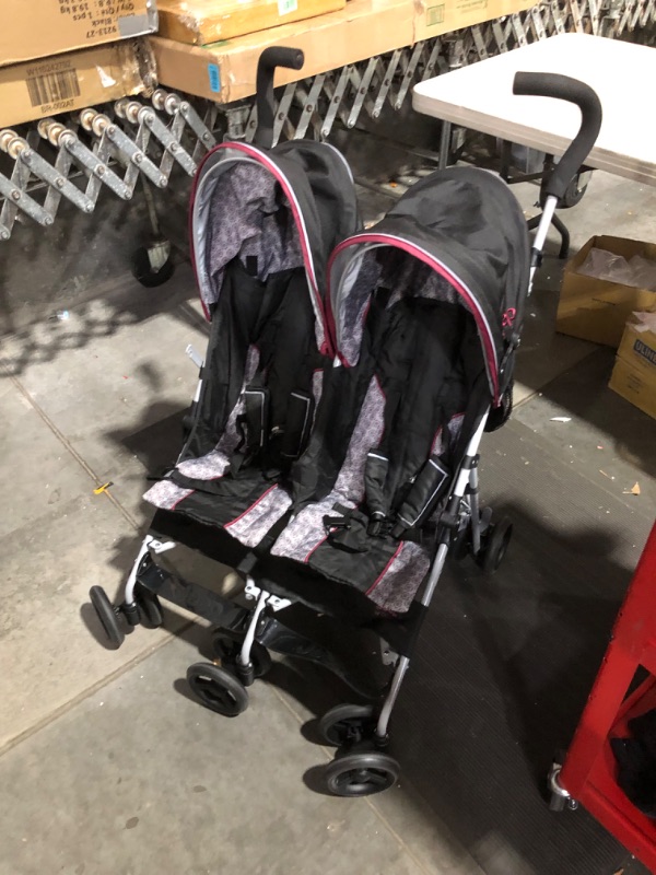 Photo 3 of ***USED - WHEEL CANNOT ATTACH - SEE COMMENTS***
Jeep Scout Double Stroller, Lunar Burgundy