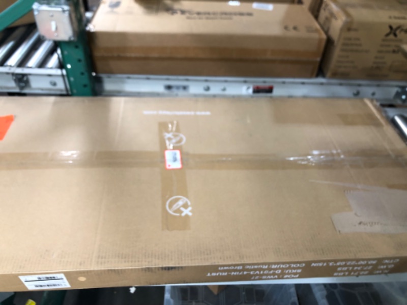 Photo 1 of OLIXIS Computer Desk Writing Work Modern PC Table with Storage and Hooks for Bedroom, Home Office, 2 Person Use, 48 Inches, Rustic Brown Rustic Brown 48 Inches