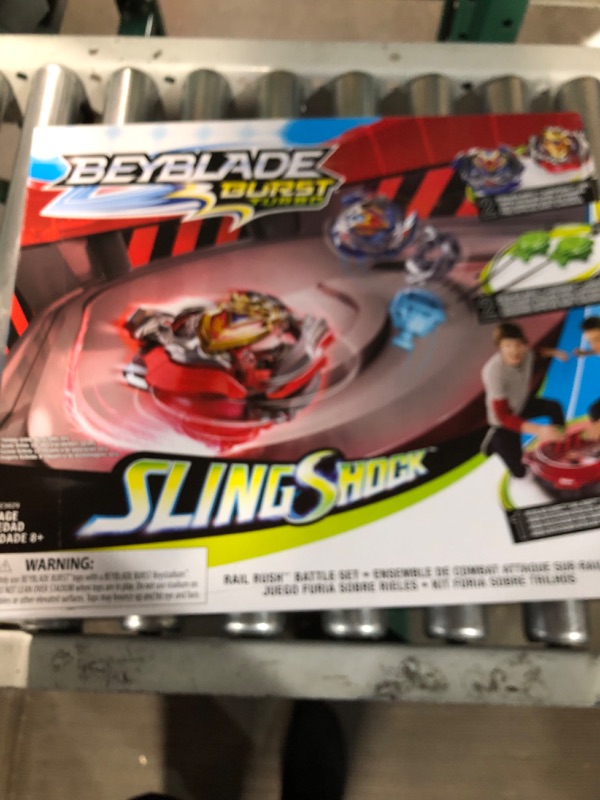 Photo 3 of BEYBLADE Burst Turbo Slingshock Rail Rush Battle Set -- Complete Set Burst Beystadium, Battling Tops, and Launchers (Amazon Exclusive)