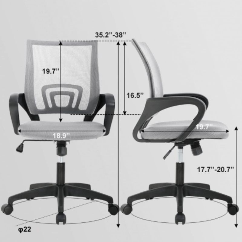 Photo 3 of (READ FULL POST) Ergonomic Desk Chair Office Chair, Mesh Computer Chair with Lumbar Support& Armrests, Adjustable Home Mid Back Task Chair, Modern Rolling Swivel Task Chair for Adult Back Pain- Gray
