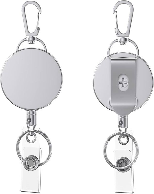 Photo 1 of *2 Pack Non Refundable* Geeice Retractable Badge Holder Reel, Metal ID Badge Holder for Keys and Name Card, 
