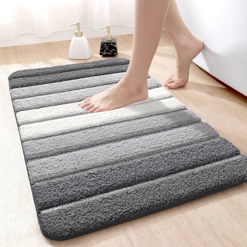 Photo 1 of ***THIN***DEXI Bath Mat Bathroom Rug,16"x24",Dark Gray Light Grey and White