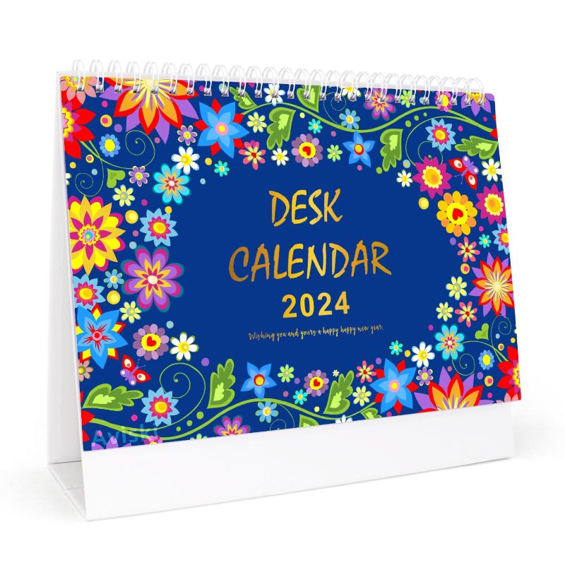 Photo 1 of pack of 3 ********Desk Calendar 2023-2024, Monthly Flip Standing Desk Calendar from Jan. 2023-Dec. 2024, 9"×9" , Twin-Wire Binding, Thick Paper, Unruled Blocks for New Year and Christmas Gifts for Home or Office