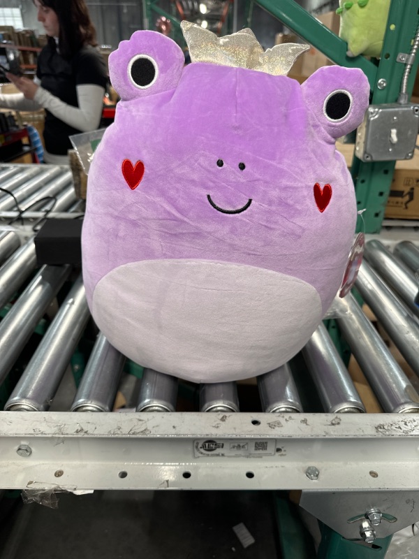 Photo 2 of Squishmallows Original 14-Inch Francine Purple Frog with Heart Cheeks and Gold Crown - Official Jazwares Large Plush