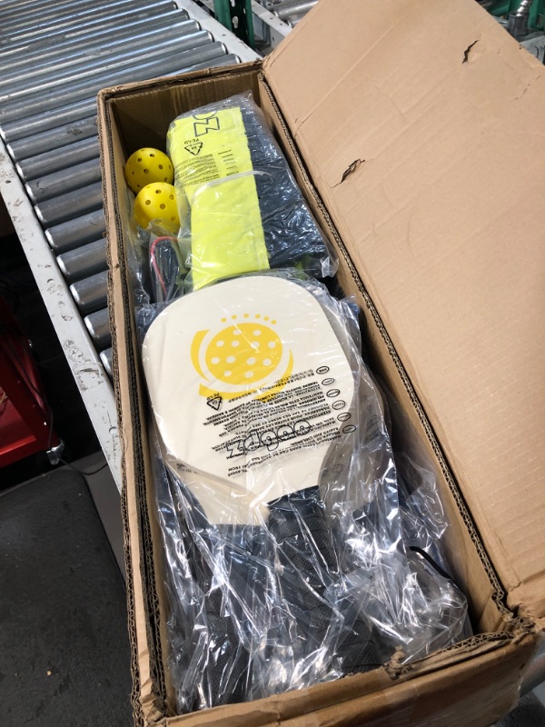 Photo 3 of ***USED - LIKELY MISSING PARTS***
Zdgao Pickleball Set with 4 Paddles and Net - Official Size Net, 4-Pickleball Paddles, and 2 Outdoor Pickleball Balls