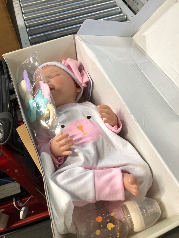 Photo 2 of BABESIDE Lifelike Reborn Baby Dolls - 20-Inch Sweet Smile Realistic-Newborn Baby Dolls Full Body Vinyl Sleeping Baby Girl Real Life Baby Dolls with Toy Accessories Gift Set for Kids Age 3+ hand-painted hair